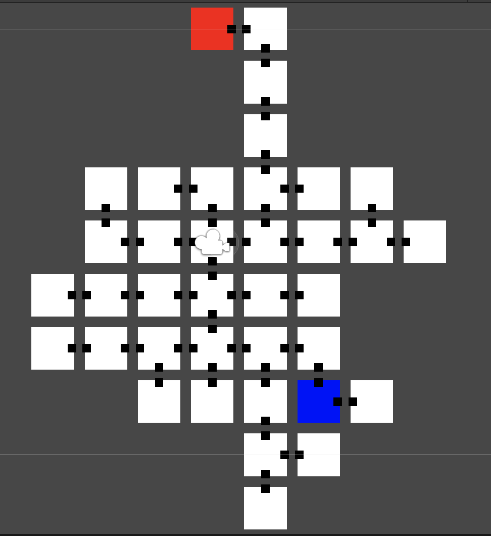 Layout with thirty-seven rooms